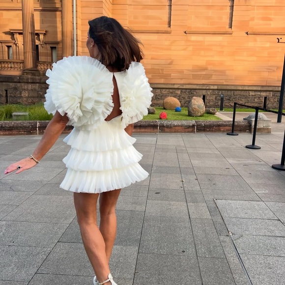 knee length dresses for ladies Cream Layered Pleated Ruffle Mini Dress  Ace of Grace Boutique
